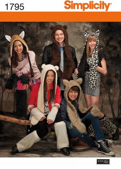 Simplicity Sewing Pattern 1795 - Misses', Men's & Teens' Animal Hats