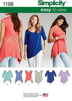 Simplicity Sewing Pattern 1198 - Misses' Knit Tops in Two Styles