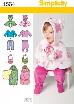 Simplicity Sewing Pattern 1564 - Babies' Top, Pants, Bib, and Blanket Wrap