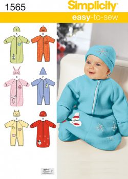 Simplicity Sewing Pattern 1565 - Babies' Bunting, Romper and Hats