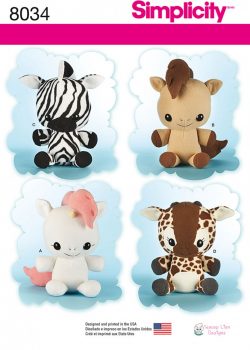 Simplicity Sewing Pattern 8034 - Animal Stuffies