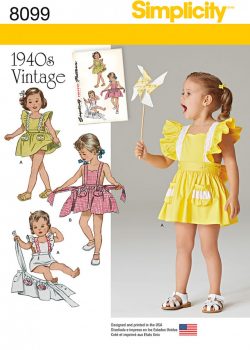 Simplicity Sewing Pattern 8099 - Toddlers' Romper and Button-on skirt