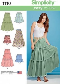 Simplicity Sewing Pattern 1110 - Misses' Tiered Skirt with Length Variations