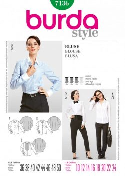 Burda Style Sewing Pattern - 7136 - Blouse Tops ShirtsBlouses