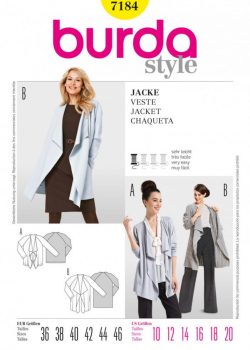 Burda Style Sewing Pattern - 7184 - Jacket Jackets Coats Waistcoats