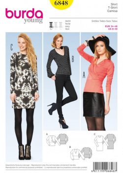 Burda Style Sewing Pattern - 6848 - T-Shirt Dresses | Tops ShirtsBlouses