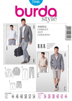 Burda Style Sewing Pattern - 7046 - Suit Menwear|Sportswear