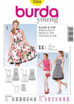 Burda Style Sewing Pattern - 7054 - Dress & Top Dresses | Festival Fashion| Historical Costumes