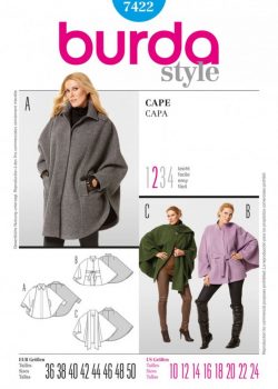 Burda Style Sewing Pattern - 7422 - Cape Jackets Coats Waistcoats