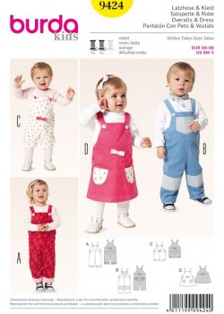 Burda Style Sewing Pattern - 9424 - Overalls & Dress Baby