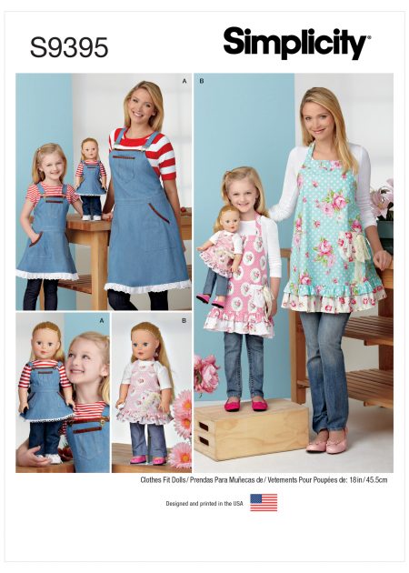 Simplicity Sewing Pattern S9395-A - Aprons for Misses, Children and 18" Doll (Old Number 1240-A)