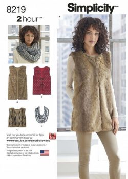 Simplicity Sewing Pattern 8219-A - Misses' Line Vest in Three Lengths