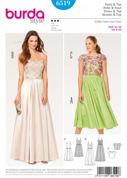 Burda Style Sewing Pattern - 6519 - Misses Lace Top Strap Dress