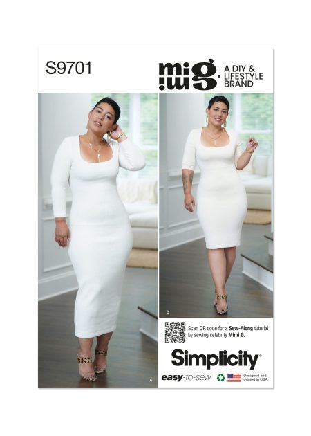 Simplicity Sewing Pattern - 9701 -  Misses' Knit Dress In Two Lengths By Mimi G Style - Size K5 (8-10-12-14-16)
