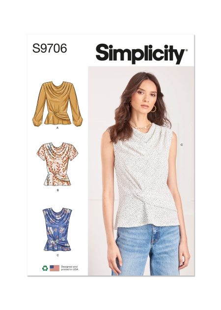 Simplicity Sewing Pattern - 9706 - Misses' Tops - Size K5 (8-10-12-14-16)