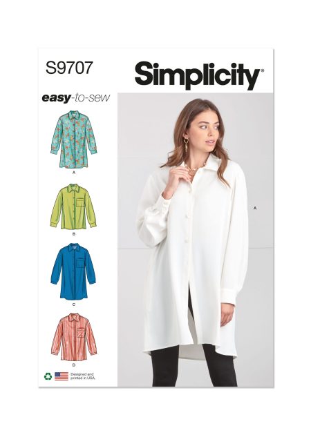 Simplicity Sewing Pattern - 9707 - Misses' Shirts - Size P5 (12-14-16-18-20)