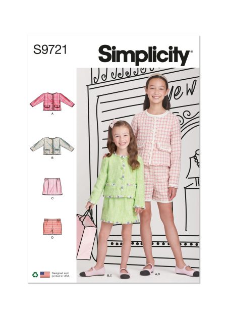 Simplicity Sewing Pattern - 9721 - Children'S And Girls' Jackets, Skirt And Shorts - Size K5 (7-8-10-12-14)