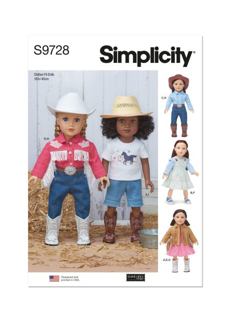 Simplicity Sewing Pattern - 9728 - 18" Doll Clothes By Elaine Heigl Designs - Size Os (One Size)