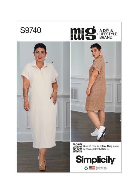Simplicity Sewing Pattern  Misses' Knit Dress in Two Lengths by Mimi G Style - Size P5 (12-14-16-18-20)