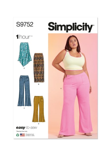 Simplicity Sewing Pattern  Women's Knit Skirts and Pants in Two Lengths - Size W3 (30W-32W-34W-36W-38W)