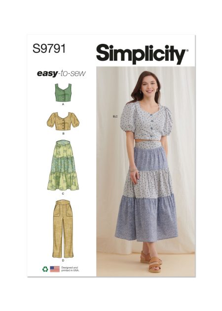 Simplicity Sewing Pattern – S9791 MISSES' TOPS, SKIRT AND PANTS - Size P5 (12-14-16-18-20)