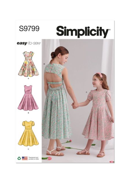 Simplicity Sewing Pattern – S9799 CHILDREN'S AND GIRLS' DRESSES - Size K5 (7-8-10-12-14)