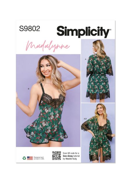 Simplicity Sewing Pattern – S9802 MISSES' AND WOMEN'S ROBE WITH BELT AND TEDDY LINGERIE - Size BB (1X-5X)