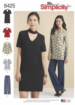 Simplicity Sewing Pattern 8425-D5 -Choker Collar Dress, Tunic and Top with Pants