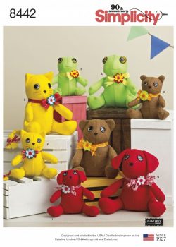 Simplicity Sewing Pattern 8442-OS -Felt Stuffed Animals in Two Sizes